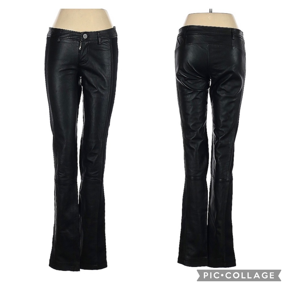 SOLD!!!!
William Rast black leather boot cut pants. EUC.
